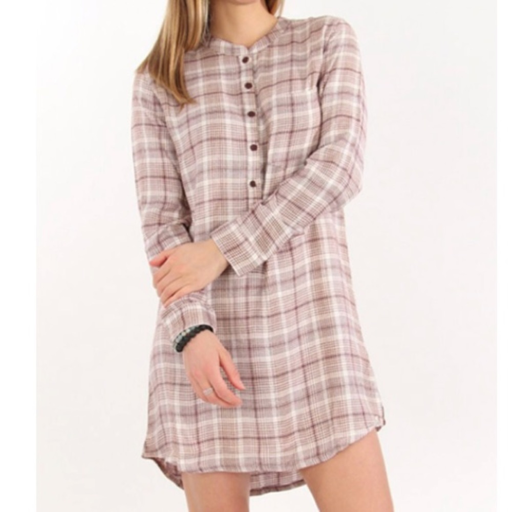 VOLCOM Plaid Long Sleeve Shirt Dress